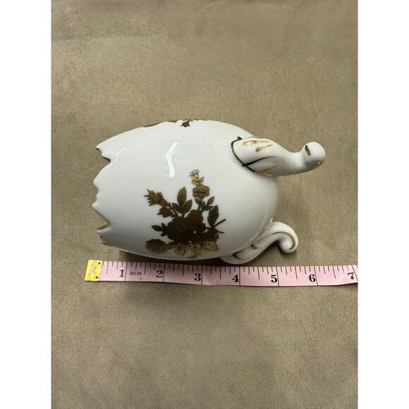 Vintage Napcoware Footed Egg Shape Vase. Gold & Black Flowers. Gold Trim 6" T - Picture 12 of 12